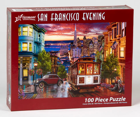 Vermont Christmas Company San Francisco Evening Jigsaw Puzzle 100 Piece, Large Pieces Perfect for Kids and Seniors...