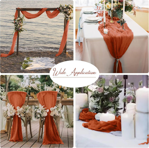 2 Pack Terracotta Cheesecloth Table Runners, 10Ft Gauze Table Runner Rustic Rust Wedding Cheese Cloths Decor for Bridal Baby Shower Arch Drapery B...