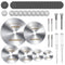 Cutting Wheel Set 44pcs for Rotary Tool, Diamond Cutting Wheels 10pcs and Resin Cutting Off Wheels 20pcs with Mandrels, HSS Circular Saw Blades 6p...