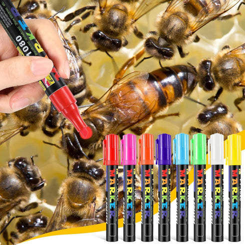 12 Pcs Queen Bee Catcher Set 8 Queen Bee Marker Pens 4 Metal Queen Catcher Clips Queen Bee Marking Kit Beekeeper Tools One Handed Queen Marking Es...