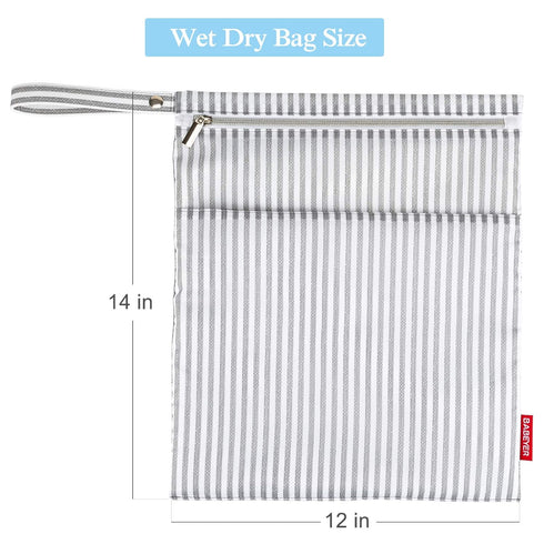2Pcs Wet Dry Bags for Baby Cloth Diapers Waterproof Washable Reusable with Two Zipper Pockets for Dirty Gym Clothes, Travel, Beach Pool Daycare So...