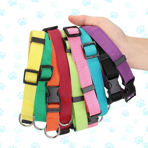 9 Pieces Adjustable Dog Collar for Medium Dogs, Soft Nylon Dog Collar with Quick Release Buckle Collar Bulk for Dogs Walking Running Training (Bri...
