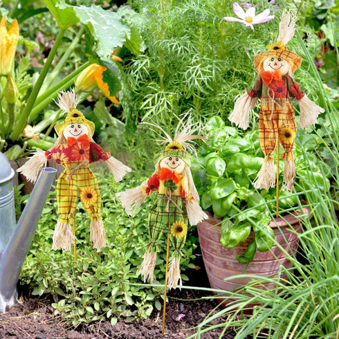 IFOYO 3 Pack Fall Harvest Scarecrow Decorations 15.75 Inch Scarecrows for Garden, Home, Yard, Porch, Thanksgiving Decor...