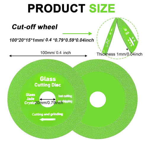 Glass Cutting Disc Pack of 5, Ultra-Thin Diamond Cutting Disc Saw Blade Suitable for 4 Inch Angle Grinder, Diamond Cut Off Wheels for Glass Cerami...