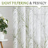 FMFUNCTEX Sheer French Door Curtains 40 Inches Long Green White Semi-Sheer Patio Half Door Panel Branch Tree Print Curtains for Glass Door with 1 ...