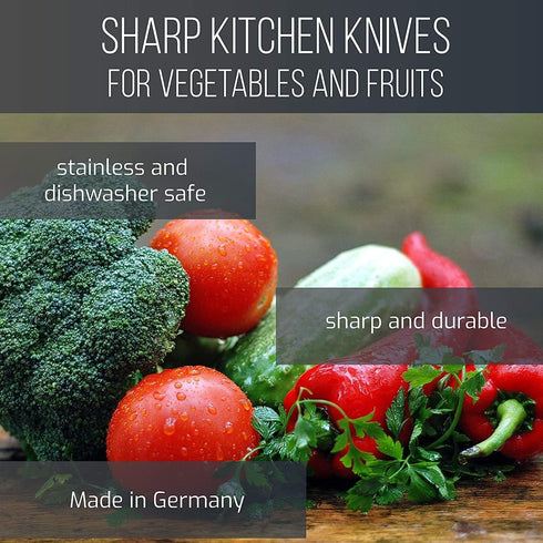 Sword & Crown Professional (Made in Germany, Solingen) Paring Knife Set of 4 Easy to Grip, Super Sharp, Rust and Corrosion Free Dishwasher Safe 3"...