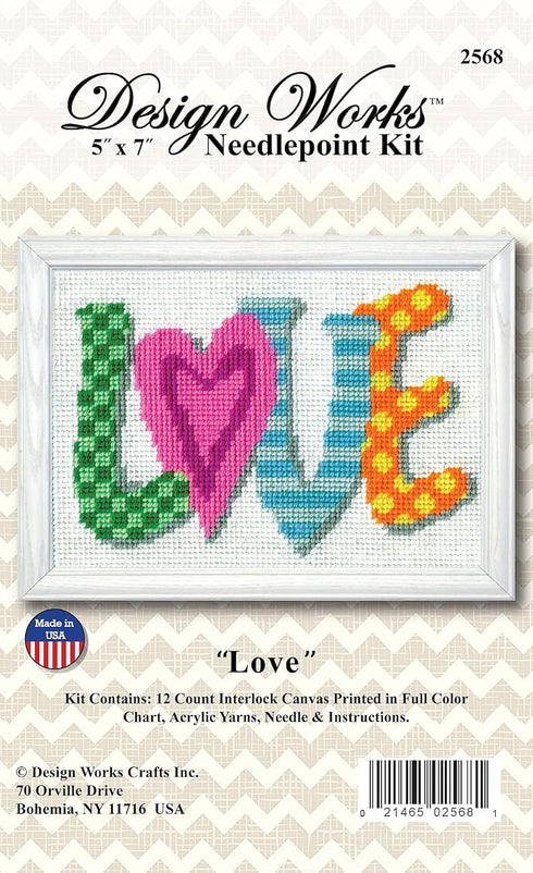 Design Works Crafts Love Needlepoint Kit, 7"x5" Stitched in Yarn......