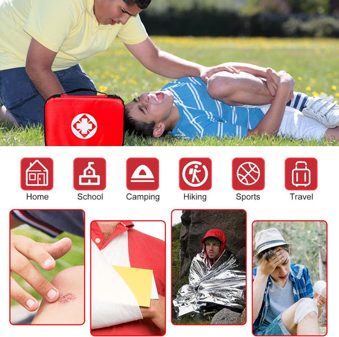Travel-First Aid-Kit Car-Home 300PCS Survival-Kit Outdoor-Adventure - Small Portable Red Emergency Essential Sets Office Hiking Camping Business P...