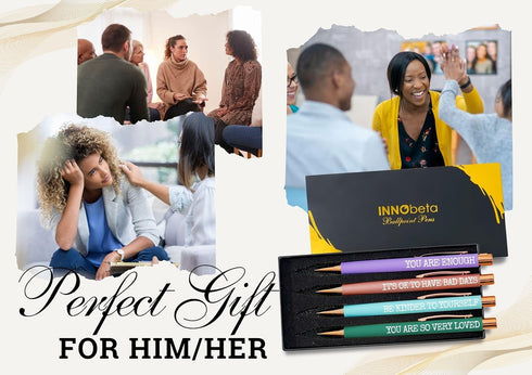 InnoBeta Mental Health Gift for Women, Ballpoint Pen Set of 4, Self Care Encourage Inspirational Gifts for Friends, Daughter, Teens...