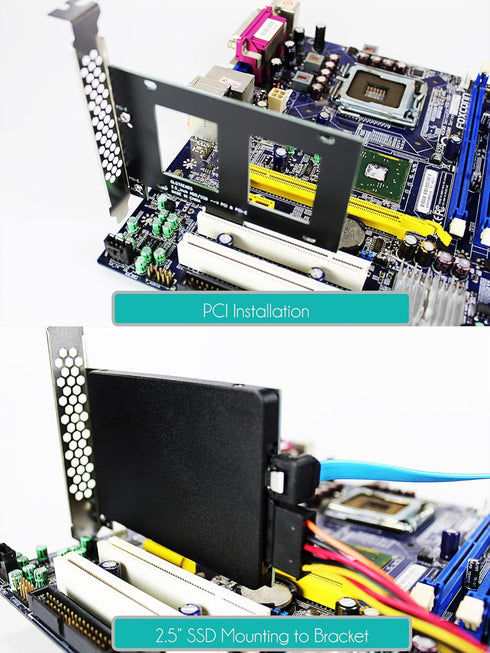 GLOTRENDS 2.5 inch SSD Mounting Bracket with SATA III Cable and SSD Screws, PCIe or PCI Slot Installation...