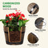 Healeved Wooden Whiskey Barrel Planter Garden Flower Pot Decor Plant Container Box Brown (Size 2)...