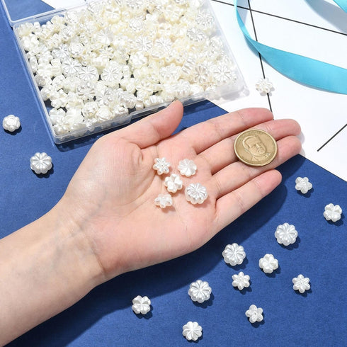 Stiesy 200 Pcs Assorted Flower Beads Bulk ABS Imitation Pearl Beads Rose Flower Loose Beads for Beading Necklace Bracelet Earring Phone Strap Jewe...