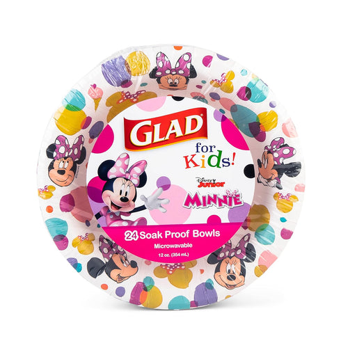 Glad for Kids Disney Mickey and Friends Polka Dot 12oz Paper Bowls| Disney Mickey Mouse Colorful Polka Dot Paper Bowls, Kids Bowls| Kid-Friendly P...