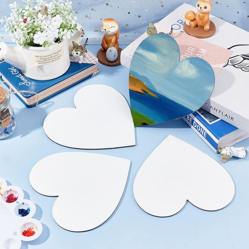 NBEADS 12 Pcs Heart Painting Canvas Panels, 5.9inch Blank Canvas Drawing Boards for Oil & Acrylic Painting Students Artist Hobby Painters and Begi...