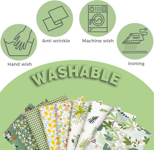 Aubliss 8pcs Fat Quarter Fabric Bundles 19.6'' x 19.6''(50cm x 50cm) Cotton Craft Fabric Pre-Cut Squares Sheets for Patchwork Sewing Quilting Fabr...