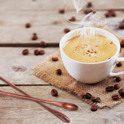 4 Pieces Wooden Coffee Mixing Spoons Long Handle Cocktail Spoons Wood Iced Tea Spoons Small Stirring Spoon for Mixing Coffee Tea Beverage, 7.87 In...