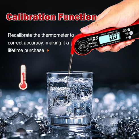 Instant Read Meat Thermometer with LCD Backlight, Waterproof Candy Thermometer and Food Thermometer for Cooking, Foldable Probe Meat Thermometer D...
