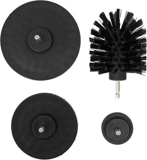 ABN Power Scrubber Cleaning Brush Set for 1/4in Drive Drill - 4 Piece Black Hard Bristle Shower Scrubber, Baseboard Cleaner, Scrubbing Brush Kit S...
