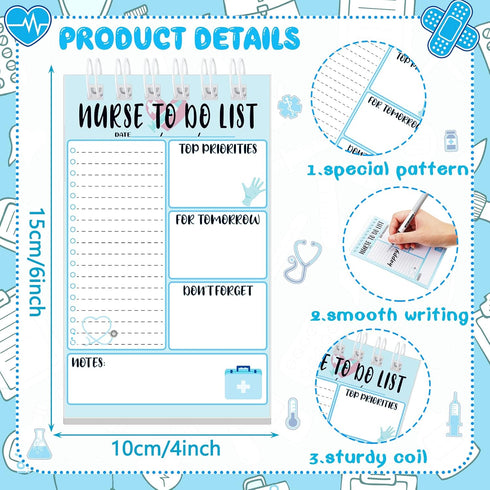 Gueevin Nurse Gift To Do List Notepad Nurse Notepad Spiral Nursing Daily Notepad Notebook Undated Nurse Notepad 4 x 6 Inch Planning Pads for Nurse...