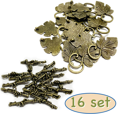Brass Heavy Duty Jewelry Clasps Grape Leaves Clasp Toggle Findings Jewelry Making 16 Set...
