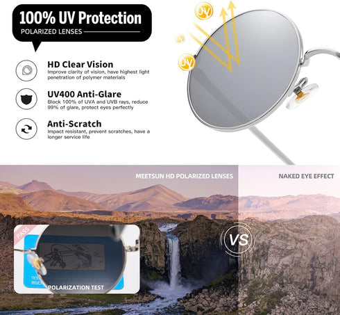 MEETSUN Small Round Sunglasses Polarized for Men Women Retro Vintage Circle Hippie Sun Glasses UV400...