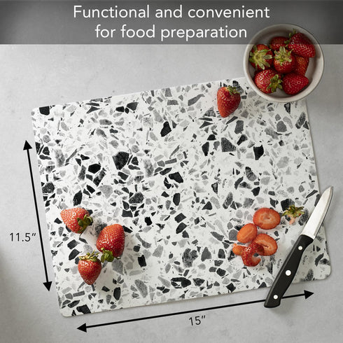 Cut N' Funnel Terrazzo Designer Flexible Plastic Cutting Board Mat 15" x 11.5", Made in the USA, Decorative, Flexible, Easy to Clean...