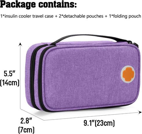 CURMIO Insulated Insulin Cooler Travel Case, Double Layer Diabetic Supplies Storage Bag with Detachable Pouches for Diabetic Medication and Ice Pa...