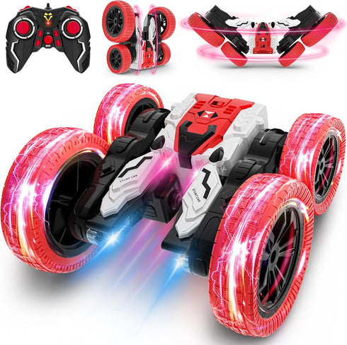 Remote Control Car, Double Sided RC Car, 4WD Off-Road Stunt Car with 360° Flips, 2.4Ghz Indoor/Outdoor All Terrain Rechargeable Electric Toy Cars ...