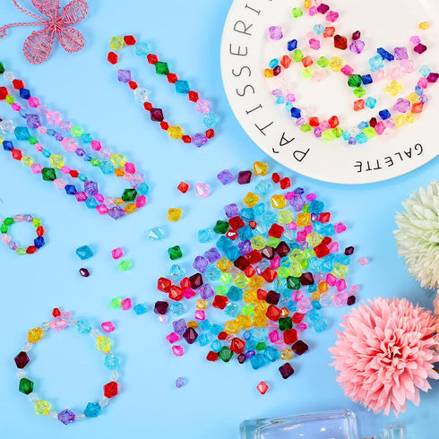 900 Pieces 3 Size Faceted Bicone Crystal Beads Bicone Mix Color DIY Craft Beads for Bracelet Necklace Earring Jewelry Making...