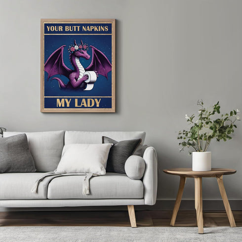 Posterizer 1 pcs-Butt Napkins-Gothic Dragon-Women's Restroom Print-Comedy Art-Retro Art-Gifts for Women- Bathroom, restroom Decor- unframed wall a...