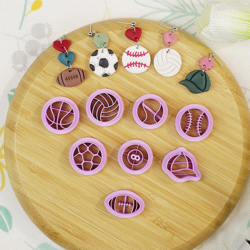 Sports Polymer Clay Cutters: 8 Pcs Earrings Clay Cutters, 3D Print Clay Cutters for Earrings Making, Physical Education Sport Clay Cutters(Designe...