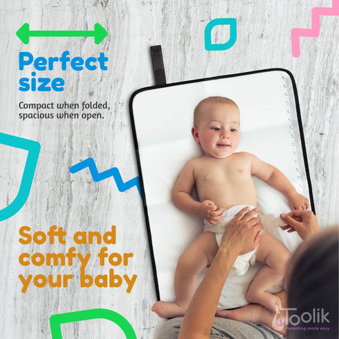 Toolik Baby Diaper Changing Pad, Extra Large (27.5 x 19.7 inch) Waterproof Mat for Stroller Walks or Diaper Bag, Fits Newborn and Toddler for Quic...