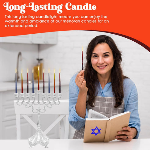 Majestic Giftware Multicolor Hanukkah Candles - CP15 | 45 Dripless Handcrafted Chanukah Candles for All 8 Nights of Hanukkah | Manufactured by Saf...