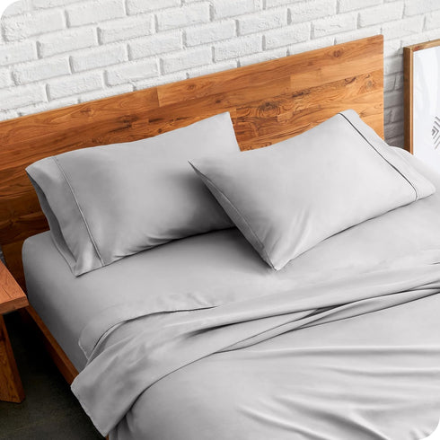 Bare Home Microfiber Pillow Cases - King Size Set of 2 - Cooling Pillowcases - Double Brushed - Light Grey Pillowcases 2 Pack - Easy Care (King Pi...