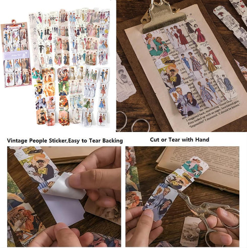 453 Pcs Vintage Stickers for Journaling Scrapbooking Supplies,Ephemera Pack with Scrapbook Papers Retro People Scrap booking Supplies Kit for Aest...