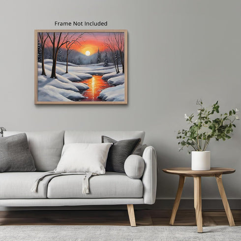 Posterizer 1 pcs-snowy winter sunrise nature scene-Landscape & Nature Art-GIft for Men Women Teens-Living Room Bedroom Decor- unframed wall art...