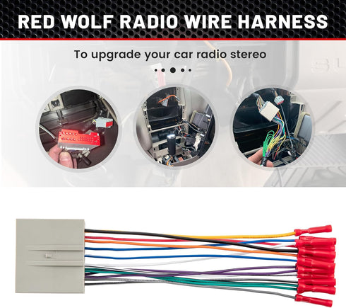 RED WOLF Radio Harness Compatible with Ford 2003-Up F150 Focus Explorer Lincoln MKX for 2006-2008 Hyundai Sonata Install Aftermarket Stereo Power ...