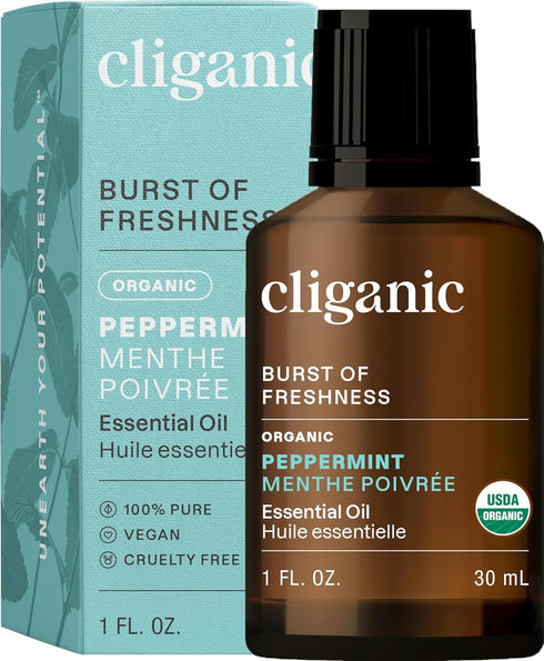 Cliganic Organic Peppermint Essential Oil, 1oz - 100% Pure Natural Undiluted, for Aromatherapy | Non-GMO Verified (Packaging May Vary)...