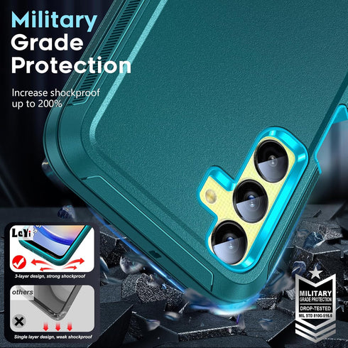 LeYi for Samsung Galaxy A25 5G Phone Case: Galaxy A25 5G Phone Case with 2Pcs HD Screen Protector, Heavy Duty 3 in 1 Full Body Shockproof Protecto...