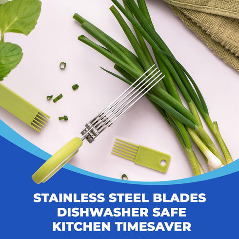 Jenaluca Herb Scissors with 5 Blades and Safety Cover - Cut, Chop & Mince Fresh Herbs & Leafy Greens - Stainless Steel Kitchen Shears with Cleanin...