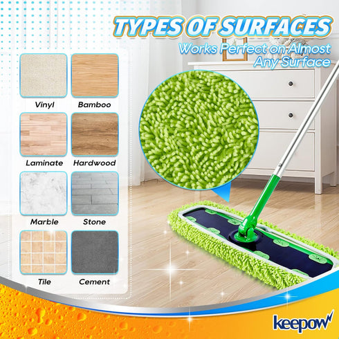 KEEPOW Reusable XL Mop Pads Compatible with Swiffer XL Sweeper, X-Large Dry Sweeping Cloths, Wet Mopping Cloths, Washable Microfiber XL Wet Pads R...