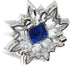 Victorian Vintage Opens Royal Blue Square Stone Domed Burst Flower Brooch Pin Elegant Jewelry...
