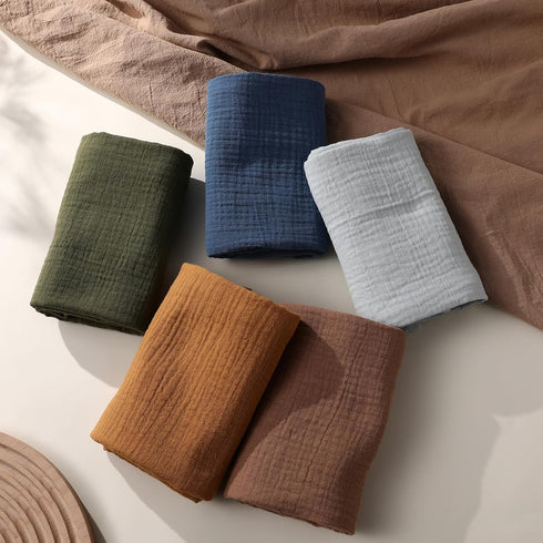Muslin Swaddle Blankets, Neutral Burp Cloths Receiving Blanket Swaddling for Newborn Boys and Girls, 5 Pack Breathable and Skin-Friendly Swaddle W...