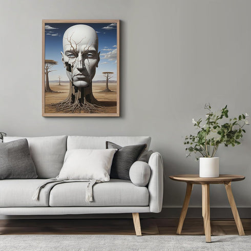 Posterizer 1 pcs-Apocalyptic Landscape-Tree Evolves into Human-like Face-Abstract & Modern Art-Fantasy & Fiction Art-Gift for Art Lovers- UNFRAMED...