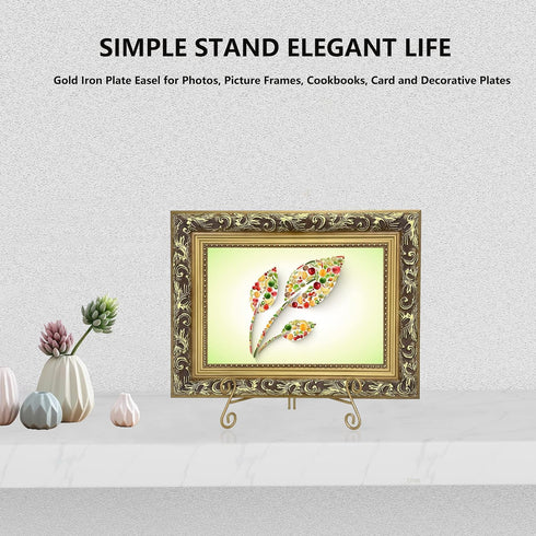 Gold Plate Stand, 12 Inch Decorative Plate Holder for Displaying Platters, Heavy-Duty Metal Easel Stand for Picture, Photo Frame, Plates, Books an...