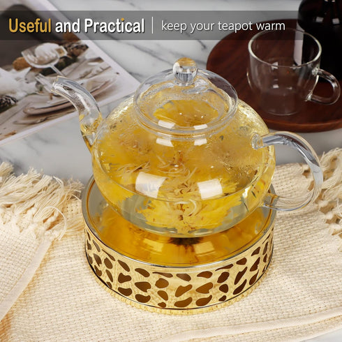 KAYCROWN Teapot Warmer, Stainless Steel Tea Warmer with Candle Holder, Candle Heater for Heating Tea, Coffee and Milk, Universal Teapot Heater...