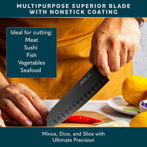 Home Hero 2 Pcs Santoku Knife with Sheath - High Carbon Stainless Steel Chopping Knife with Ergonomic Handle - Razor-Sharp Multi-Purpose Kitchen K...