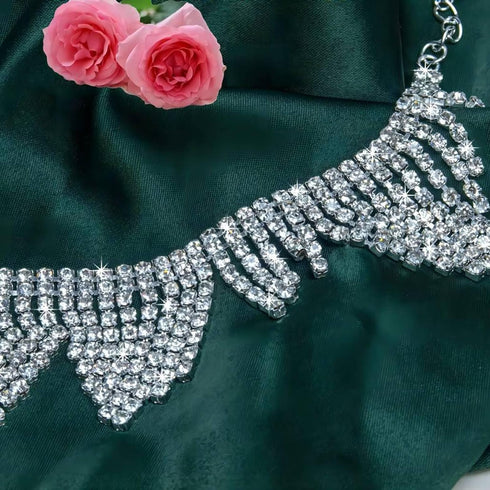 Rhinestone Anklet for Women Silver Adjustable Tassel Anklet Fashion Beachy Foot Chain...
