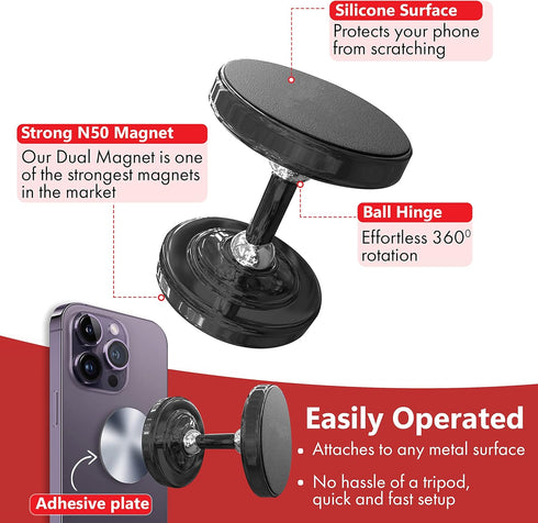 Dual Gym Magnetic Phone Holder for Gym-Top Magnetic Hold for Any Metal Surface. Phone Gym Magnet and Phone Mount for Gym - Mobile Videos and Pictu...