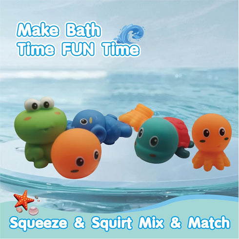 Mold Free Bath Toys for Kids Ages 1-3, Infant Toddlers Bath Squirter Toys 6 - 12- 18 Months- Baby Bath Time Bathtub Water Pool Summers Toys(Animal...